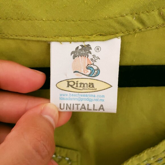 Rima Beach World Green Sequence Poncho Moo Moo Boho Relaxed Dress One Size - Picture 2 of 16